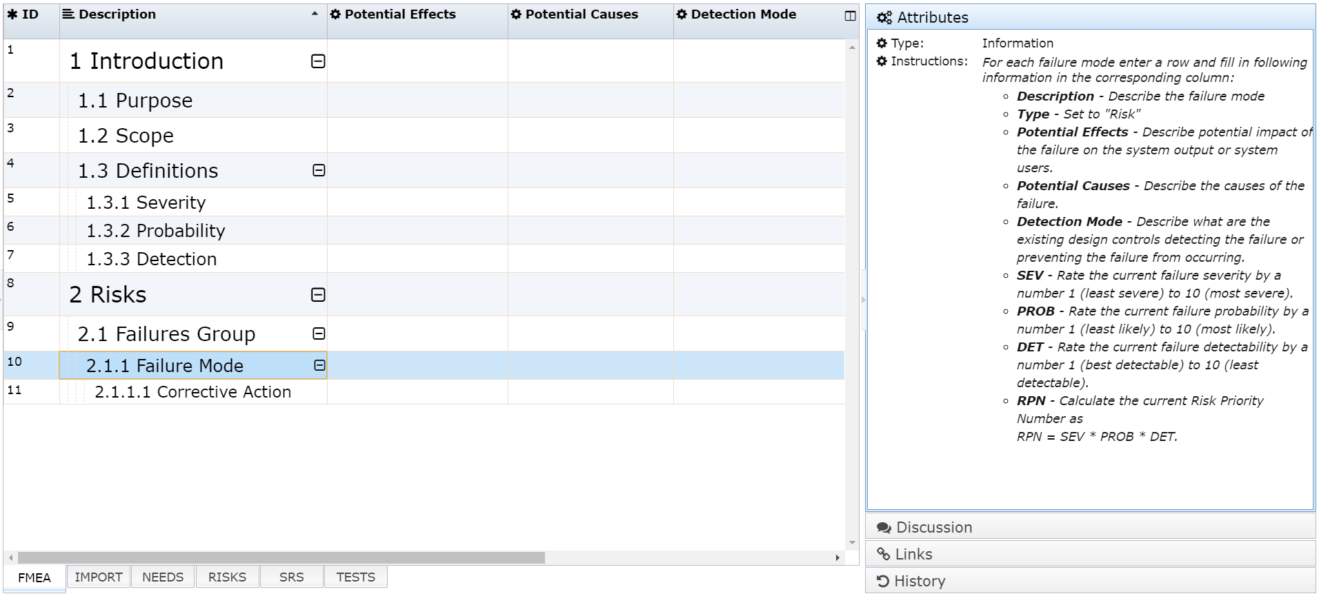 FMEA document template FMEA document template