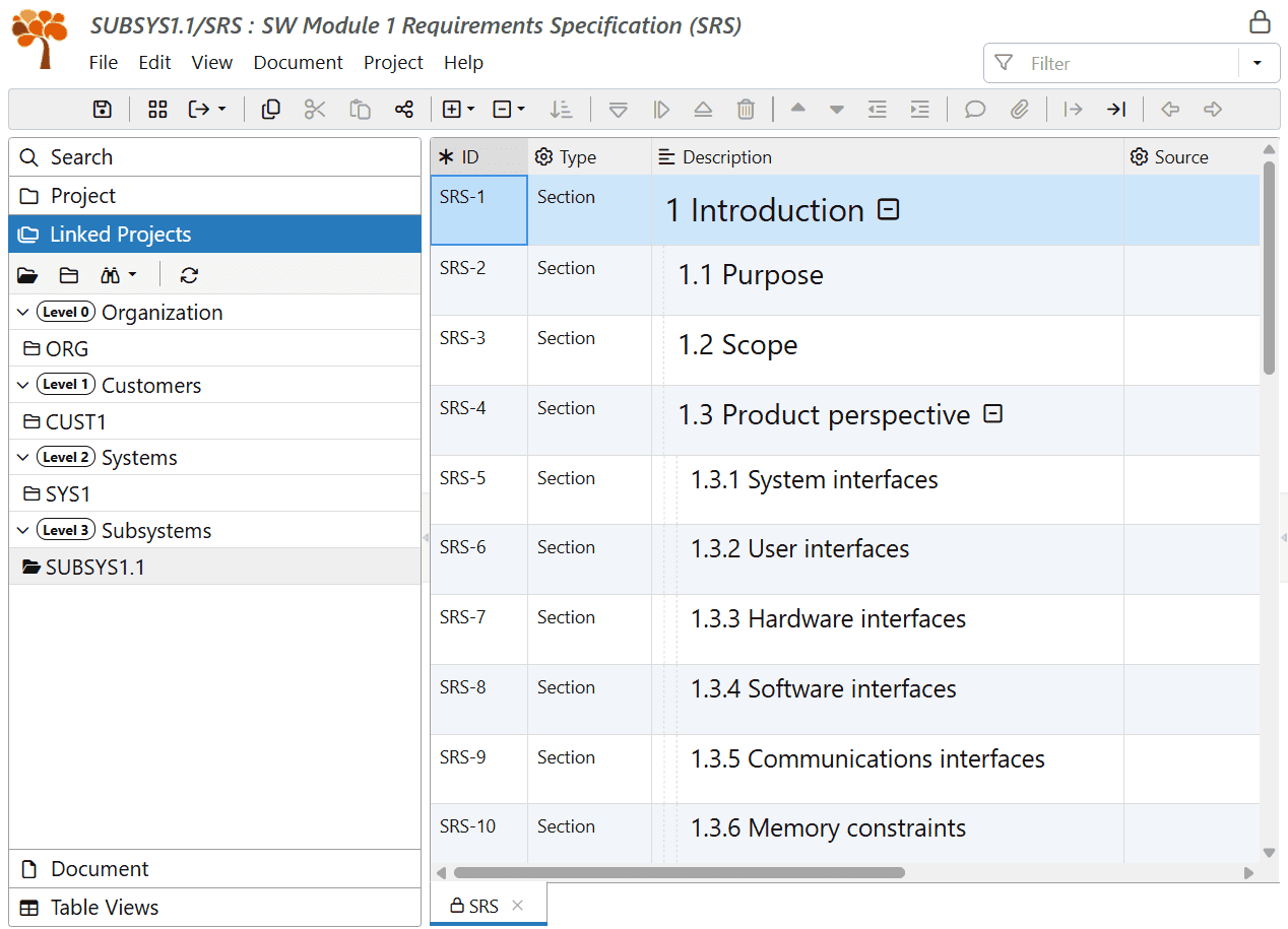Explore Linked Projects upstream in ReqView