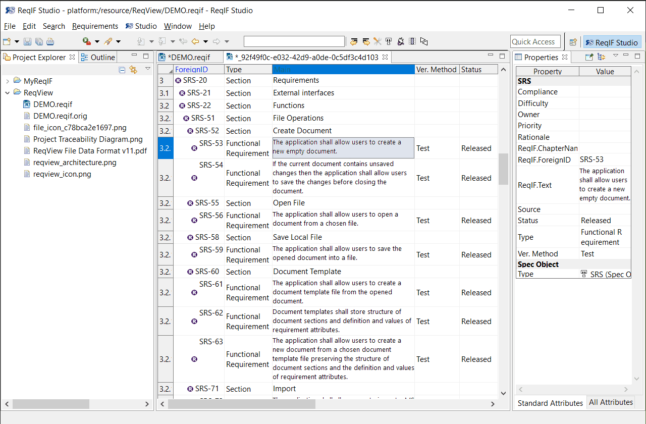 Export Software Requirements Specification (SRS) from ReqView to ReqIF Studio