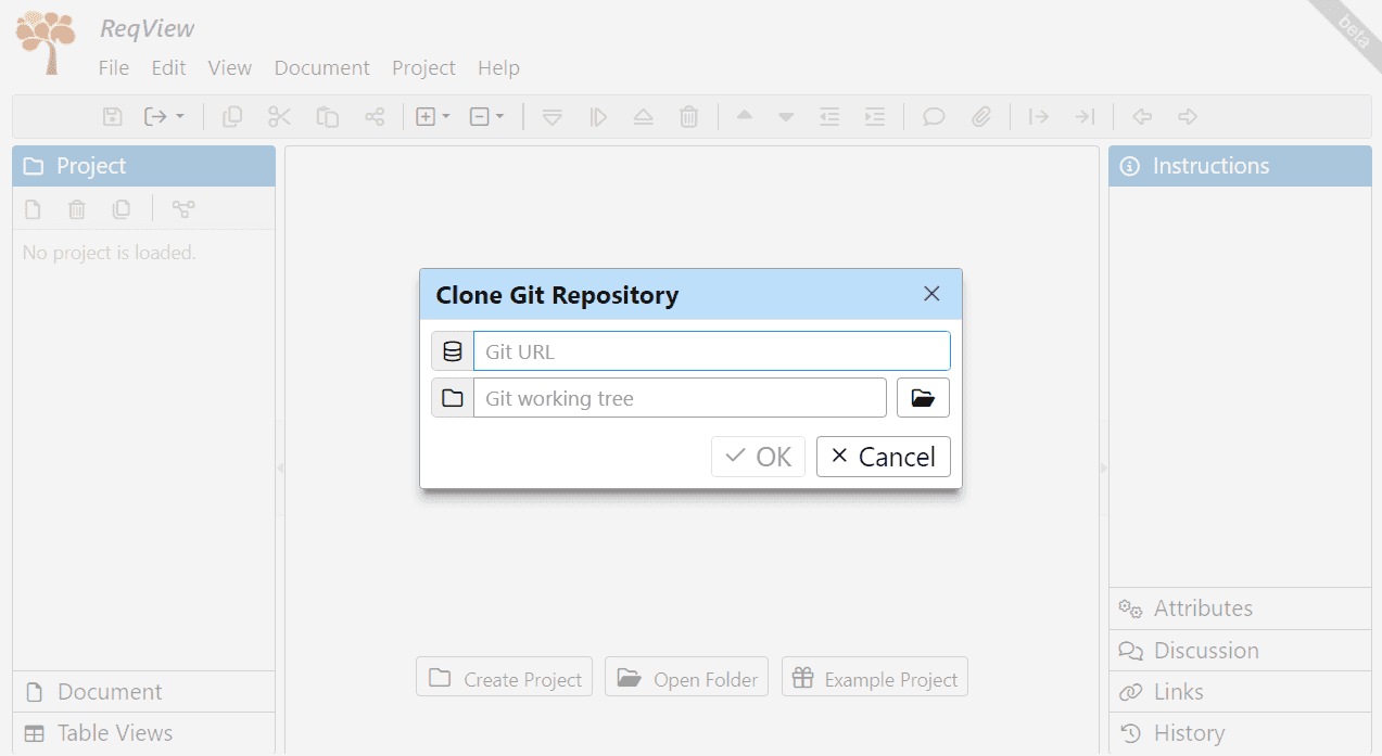 Clone remote Git repository with a ReqView project