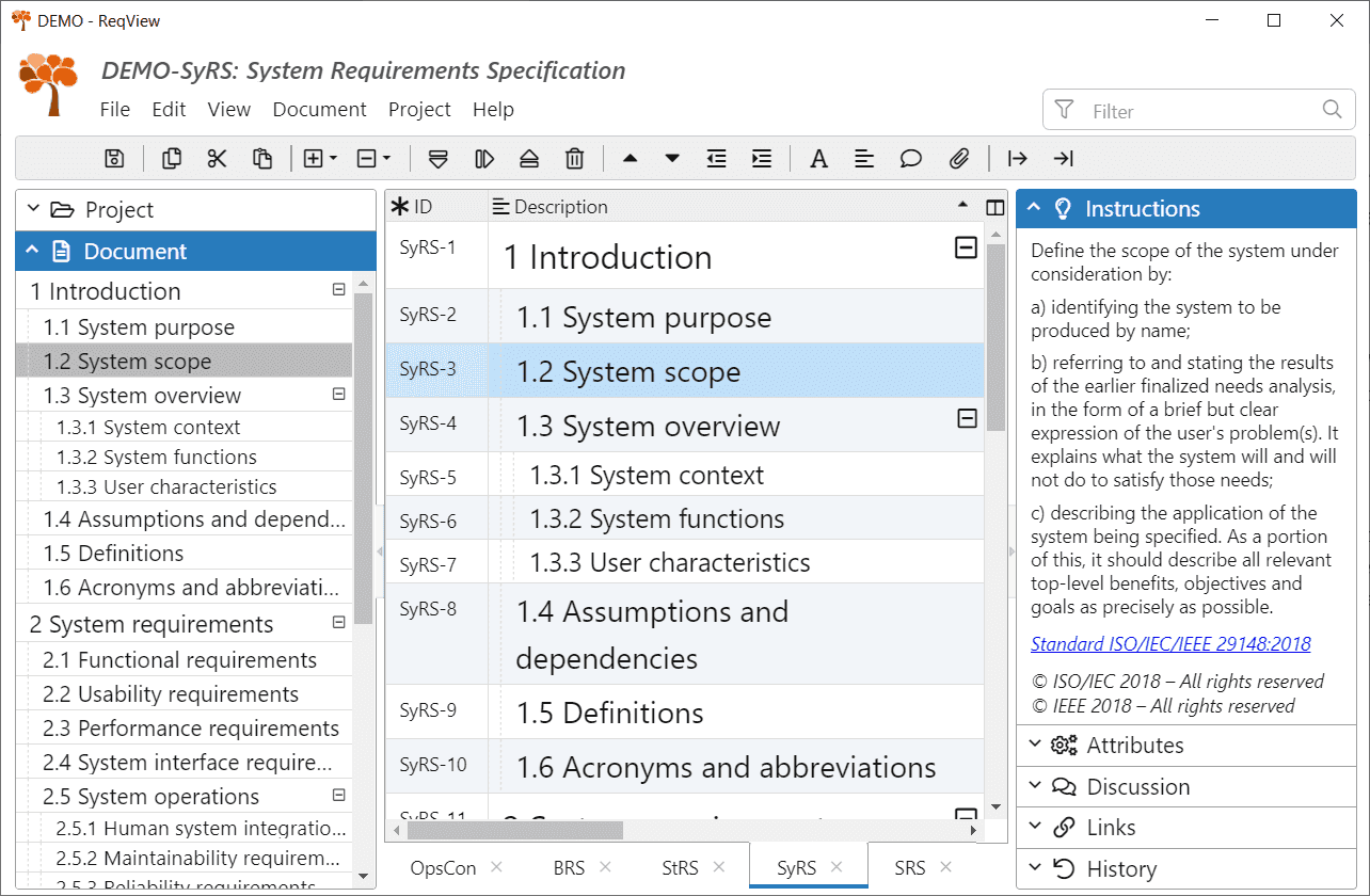 Software and system requirements specification templates based on the ISO/IEC/IEEE 29148:2018 standard