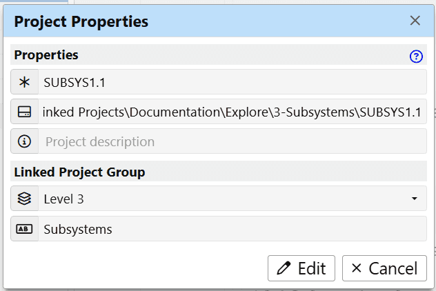 Set Linked Projects level and group name in ReqView