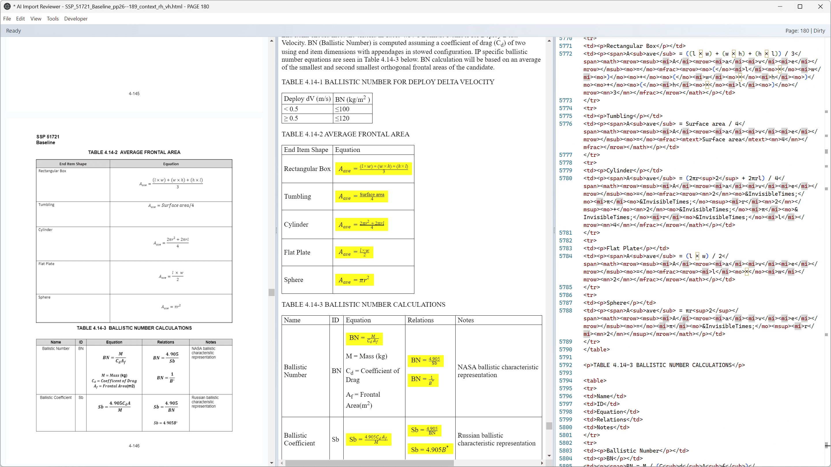 Demonstration of how the ReqView PDF import tool converts tables and equations into the intermediate HTML document Demonstration of how the ReqView PDF import tool converts tables and equations into the intermediate HTML document