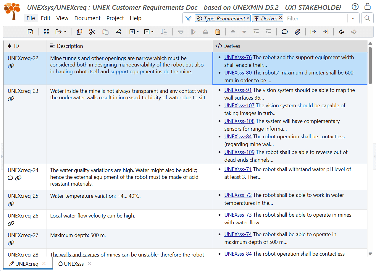 Display custom traceability column 'Derives' in ReqView