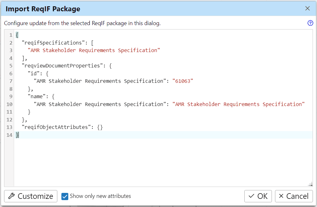 Simple configuration of ReqIF import & update in ReqView