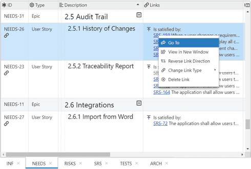 Requirements Traceability Links | ReqView Documentation