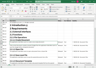 Export Documents to XLSX | ReqView Documentation