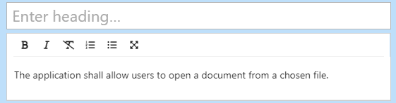 Edit requirement text window