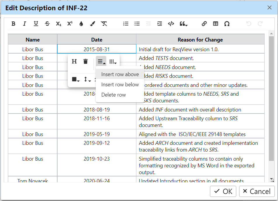 Edit embedded table in a dialog