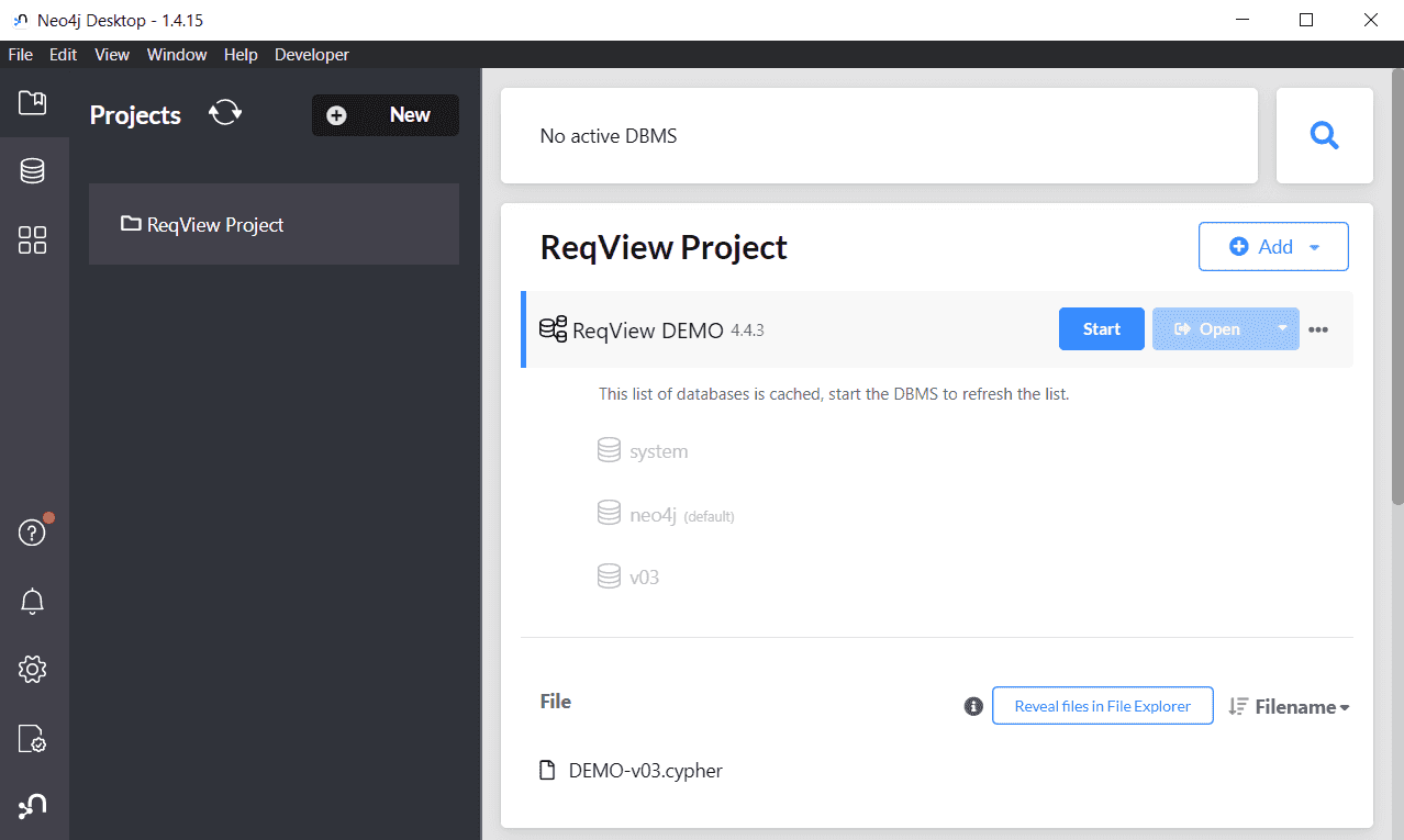 Manage requirements traceability graphs in Neo4j Desktop