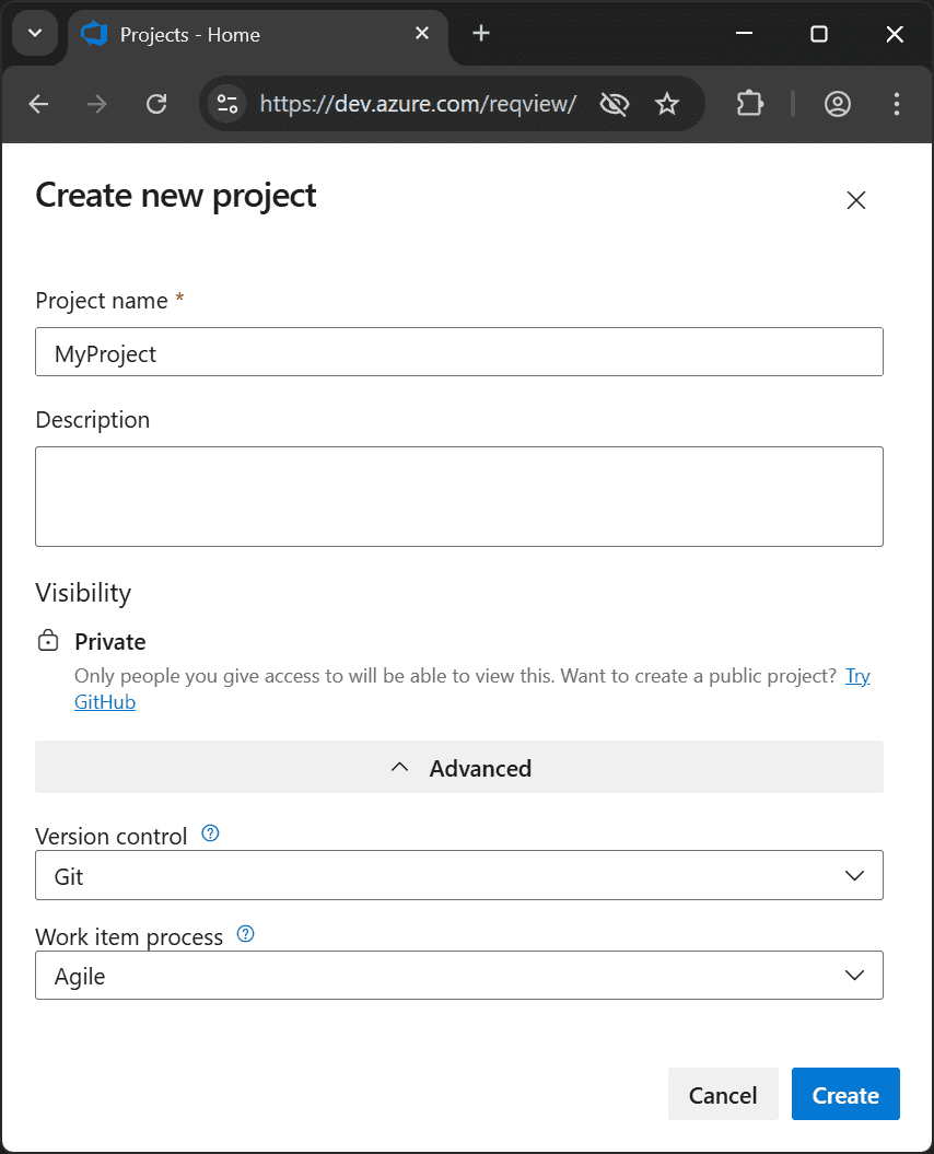 Create Azure DevOps Project Create Azure DevOps Project