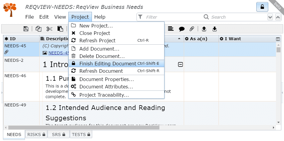 Requirements document exclusive edit Requirements document exclusive edit
