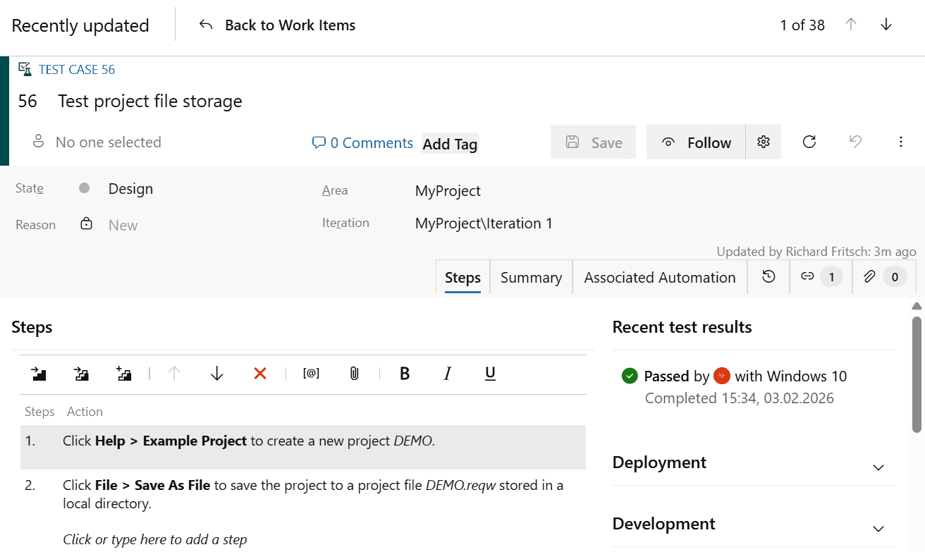 Test case details in Azure DevOps Test case details in Azure DevOps