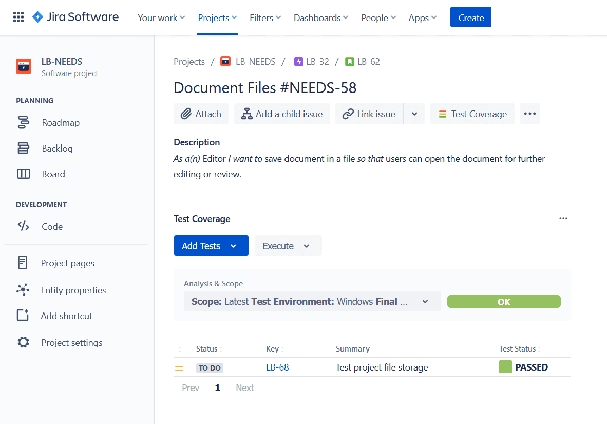 Test case details in Jira Xray plugin