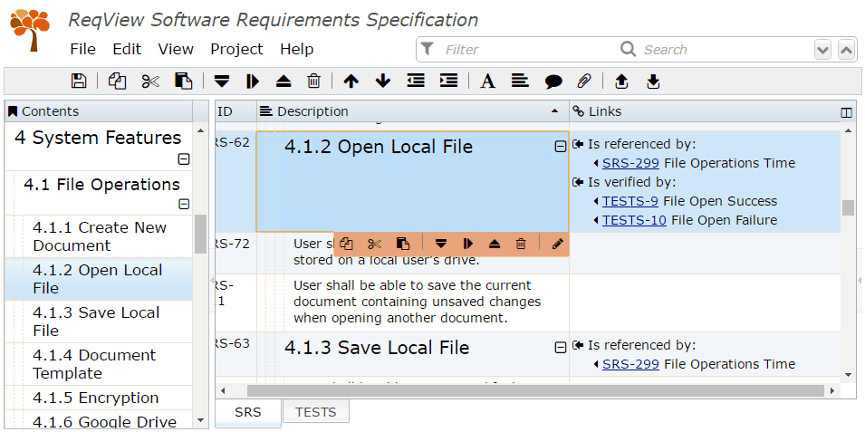 Traceability of requirements project