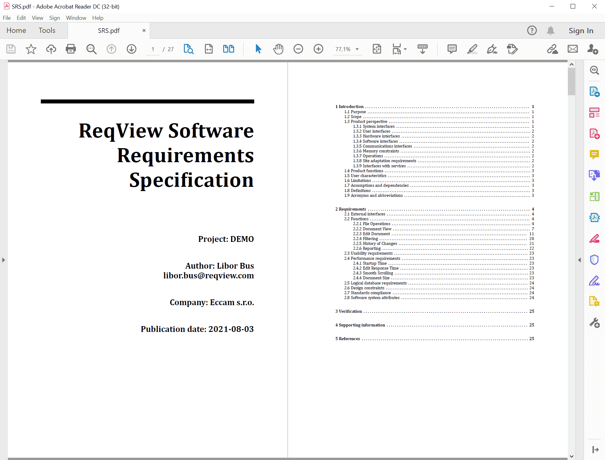 PDF document with requirements and traceability links exported from ReqView PDF document with requirements and traceability links exported from ReqView