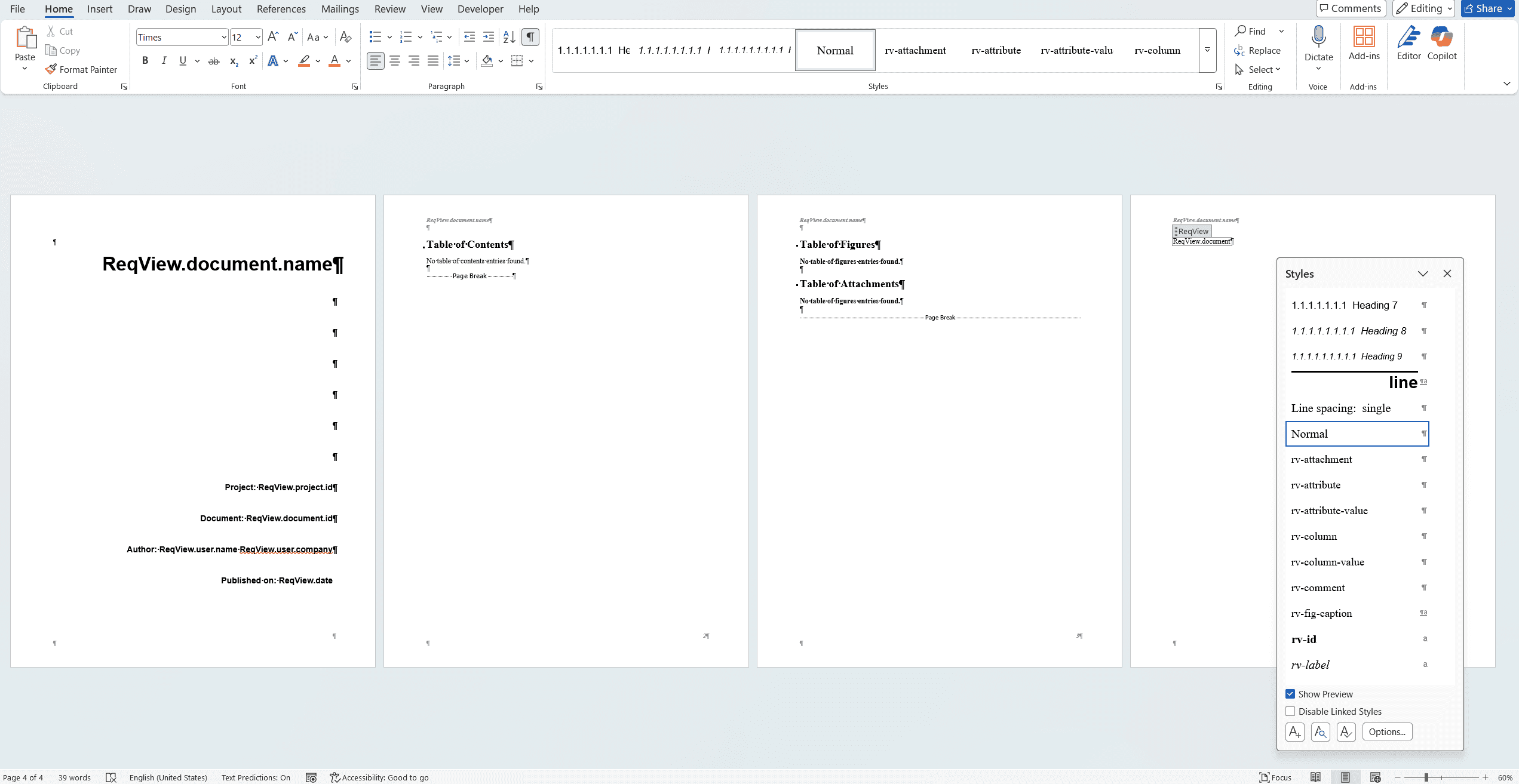 Default MS Word template for export from ReqView Default MS Word template for export from ReqView