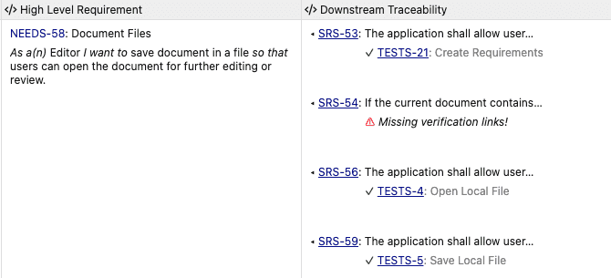 Traceability Report Example