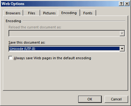 UTF-8 encoding setting