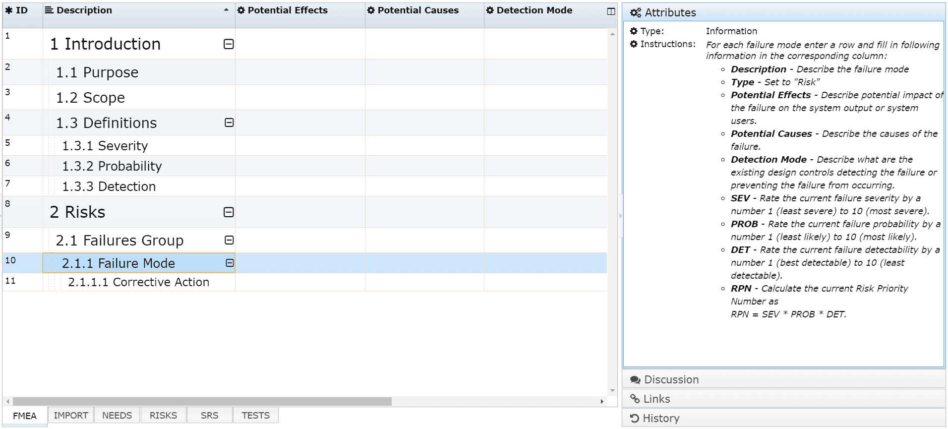 FMEA document template FMEA document template