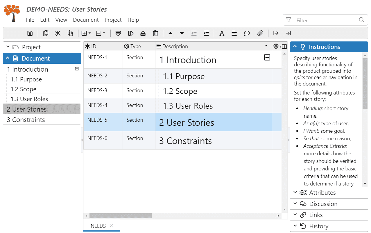 User Stories Document Template