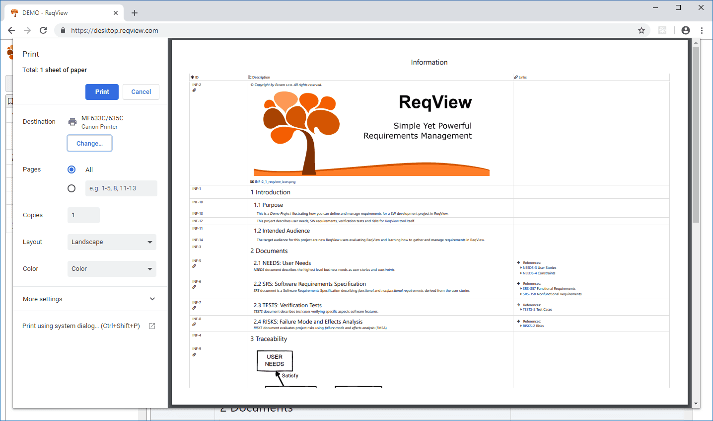 Print document options