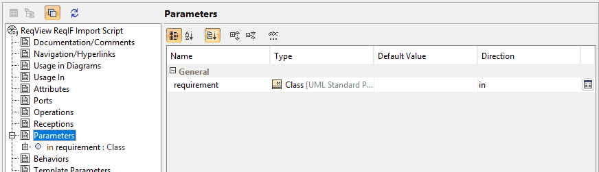 Create a parameter for ReqView ReqIF Import Script in Cameo