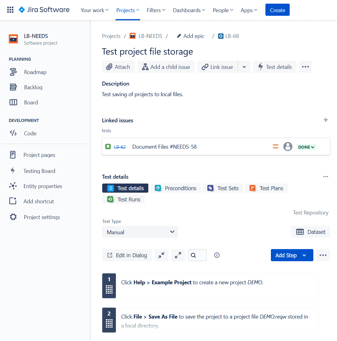 Test case details in Jira Xray plugin