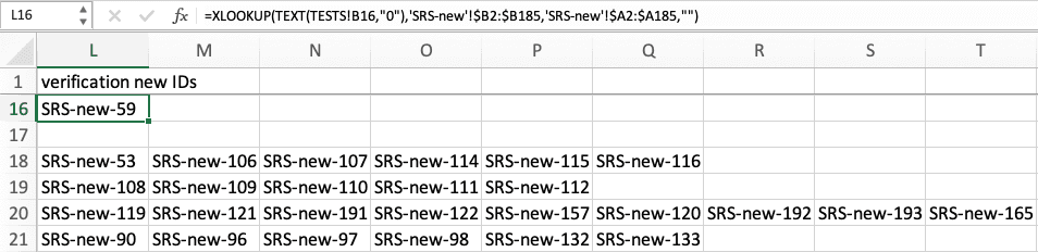 In Excel replace target document of verification links