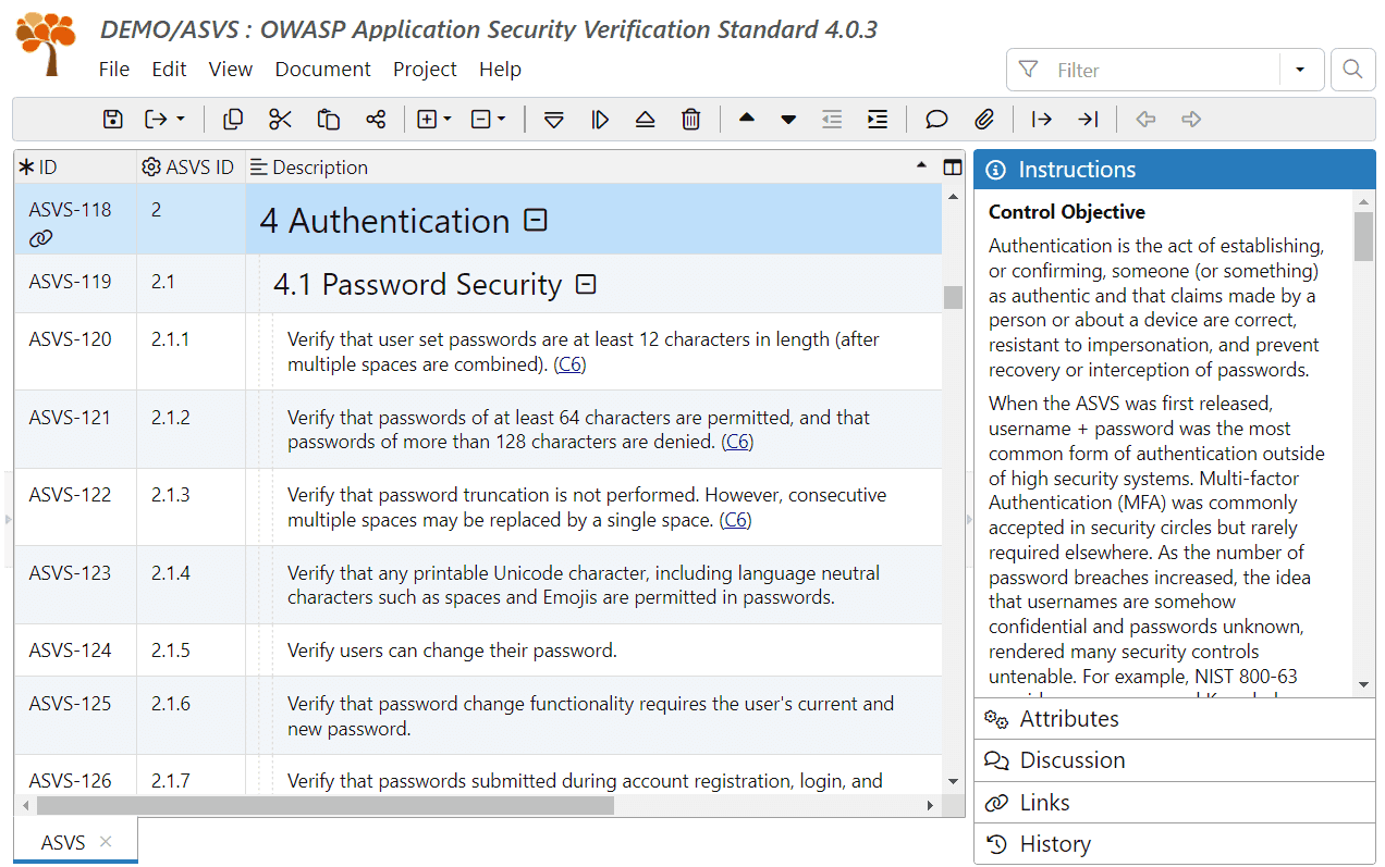 Instructions from the ASVS document template